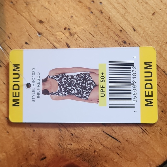 Hurley Women's One Piece Floral Swimsuit Padded Black/White, size M NWT - Picture 6 of 9